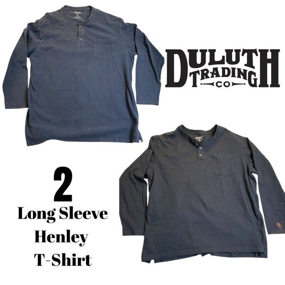 2 Duluth Trading Co Mens Henley Shirt Size 2XL Long Sleeve Casual Tee Classic - Picture 1 of 4